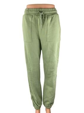 Dam Sel Women's Green Drawstring High Rise Athletic Jogger Sweat Pants Size S